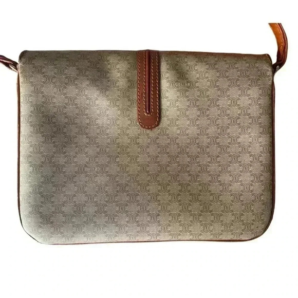 CELINE Macadam Blason Shoulder Cross Body Bag PVC Leather  Beige - Picture 4 of 16